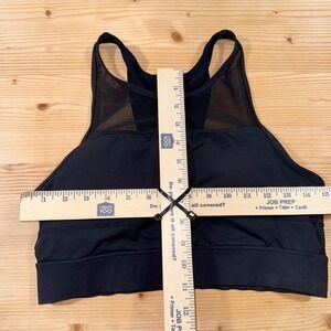Zyia Active Black Mesh Back Sports Bra Size L Zip Back "One More Rep"